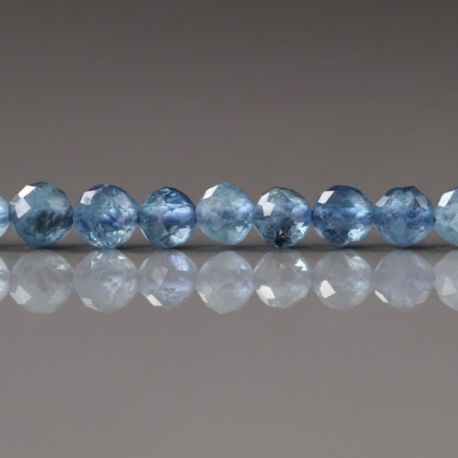 4mm Santa Maria Aquamarine Beads -Faceted Round Natural Gemstone 15" Strand