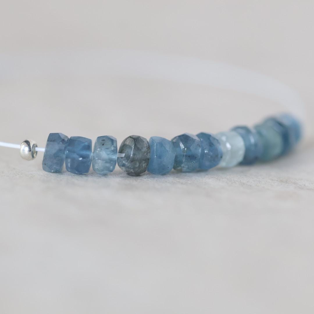 4mm Santa Maria Aquamarine Beads - Faceted Rondelle Natural Gemstone 15 Pcs