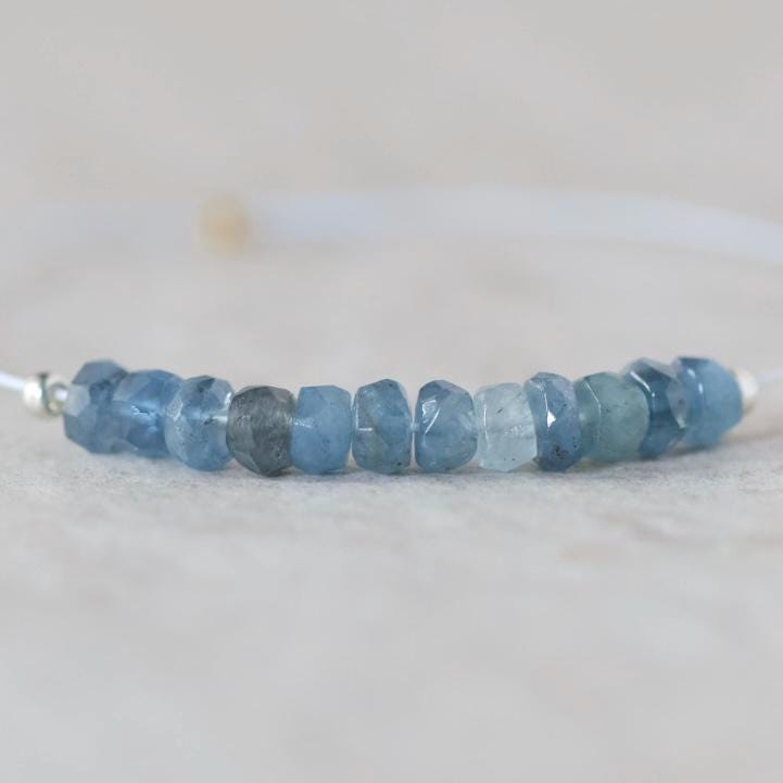 4mm Santa Maria Aquamarine Beads - Faceted Rondelle Natural Gemstone 15 Pcs