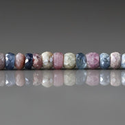 Silverite Coated Multi Sapphire Beads Rondelle 4mm 20 Pcs Colorful Sapphire Genuine Gemstone Jewelry Making Gift September Birthstone