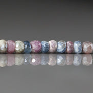 Silverite Coated Multi Sapphire Beads Rondelle 4mm 20 Pcs Colorful Sapphire Genuine Gemstone Jewelry Making Gift September Birthstone