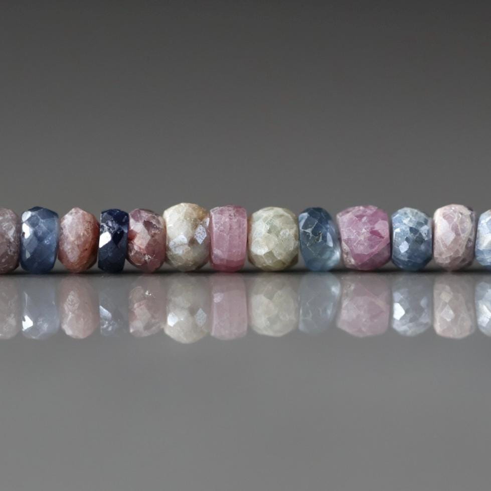 4mm Silverite Coated Multi Sapphire Beads – Faceted Rondelle Natural Gemstone - 20 pcs