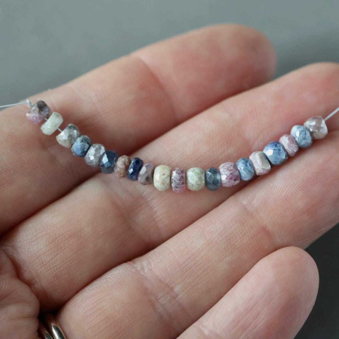 4mm Silverite Coated Multi Sapphire Beads – Faceted Rondelle Natural Gemstone - 20 pcs