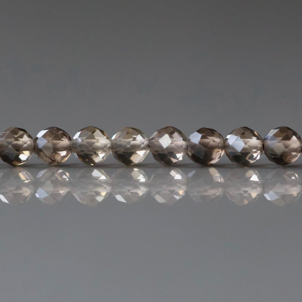 4mm AAA Smoky Quartz Micro Faceted Beads Genuine Beads 15" Sparkly Smoky Quartz Gemstone Beads Beading Crafter Gift