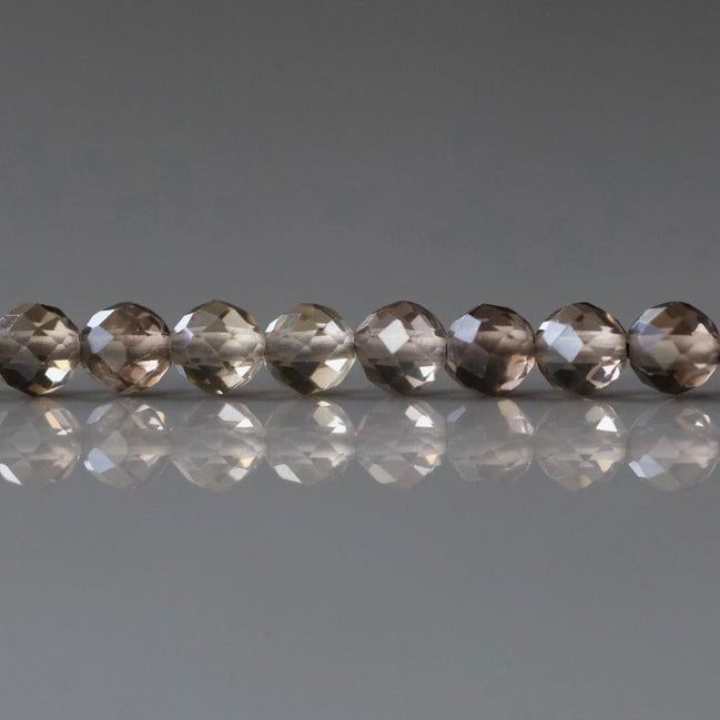 4mm Smoky Quartz Beads - Faceted Round Natural Gemstone 15" Strand