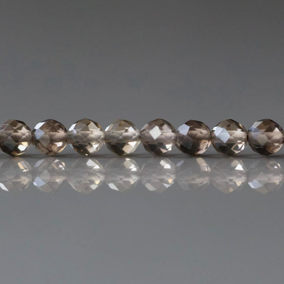 4mm Smoky Quartz Beads - Faceted Round Natural Gemstone 15" Strand