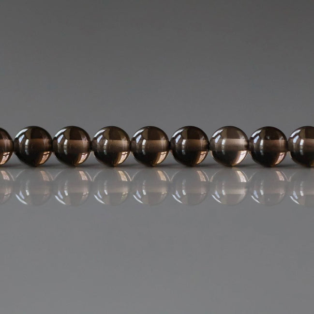 4mm Smoky Quartz Beads - Smooth Round Natural Gemstone 15" Strand
