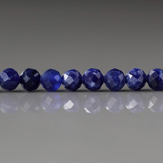 4mm Sodalite Faceted Beads 15" Marine Blue Sodalite Genuine Gemstone Beads for Jewelry Making Beading Craft Gift Beads Blue Crystal