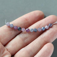 4mm AAA Ruby Sapphire Faceted Beads Sri Lanka Sapphire Genuine Small Beads 12 PCs Gemstone Beads for Jewelry Making September Birthstone
