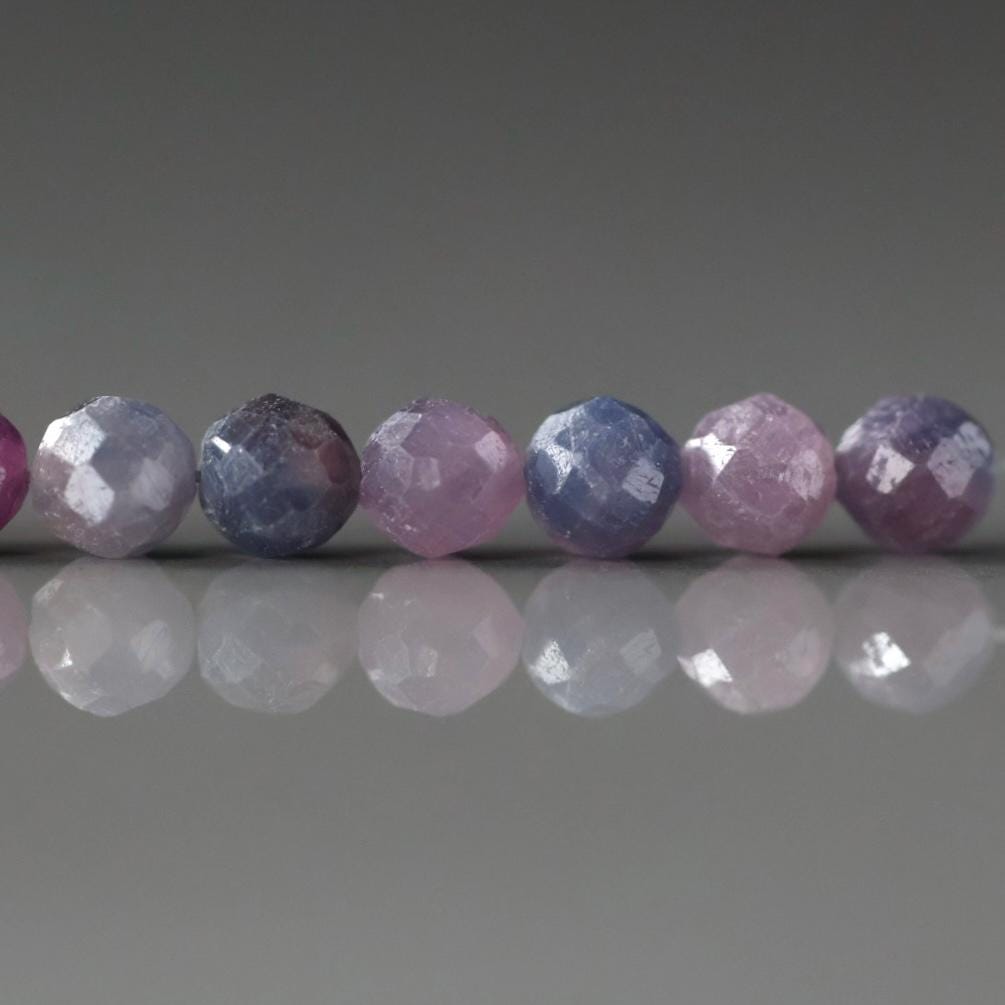 4mm AAA Ruby Sapphire Faceted Beads Sri Lanka Sapphire Genuine Small Beads 12 PCs Gemstone Beads for Jewelry Making September Birthstone