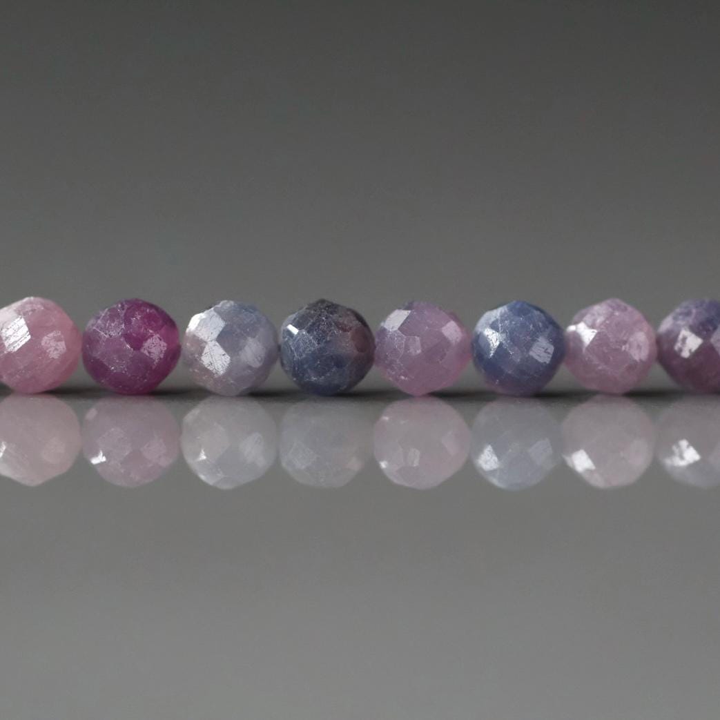 4mm AAA Ruby Sapphire Faceted Beads Sri Lanka Sapphire Genuine Small Beads 12 PCs Gemstone Beads for Jewelry Making September Birthstone