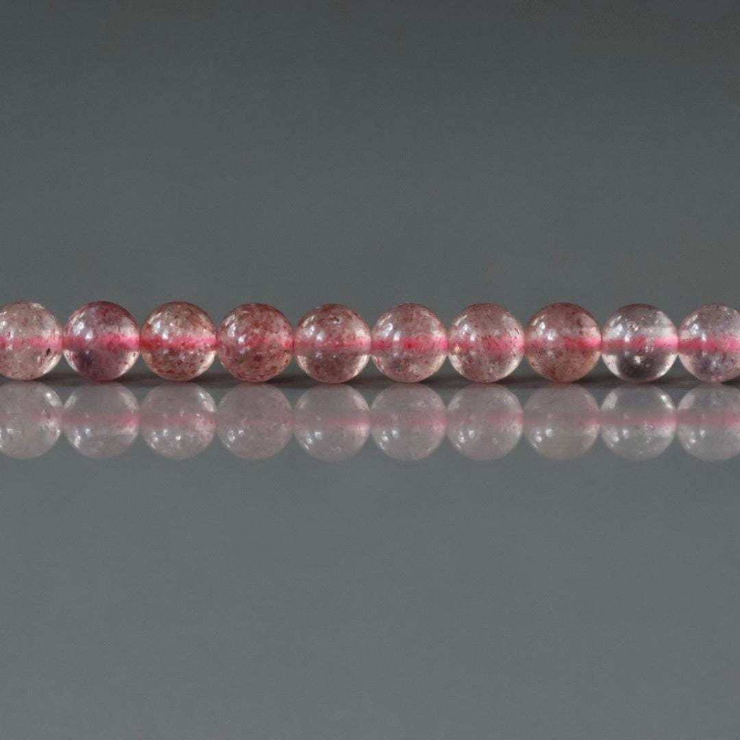 4mm Strawberry Quartz Smooth Beads Round Genuine Quartz Beads 15" Sparkly Gemstone Beads for Jewelry Making Seed Beads
