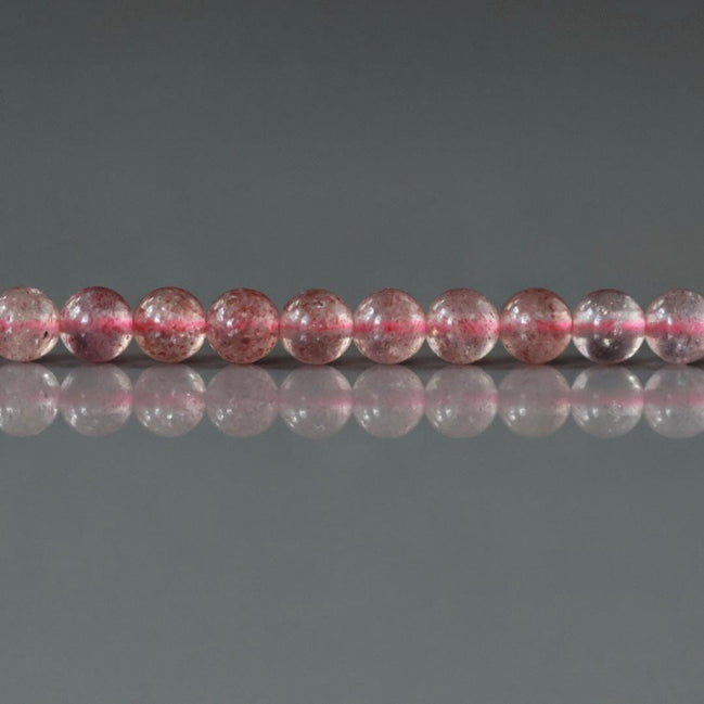 4mm Strawberry Quartz Smooth Beads Round Genuine Quartz Beads 15" Sparkly Gemstone Beads for Jewelry Making Seed Beads