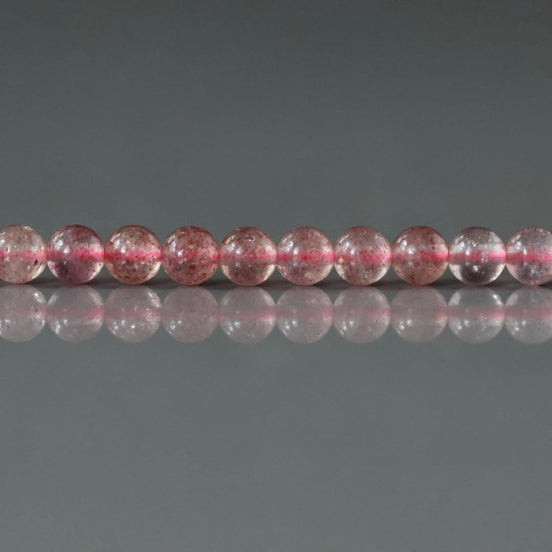 4mm Strawberry Quartz Smooth Beads Round Genuine Quartz Beads 15" Sparkly Gemstone Beads for Jewelry Making Seed Beads