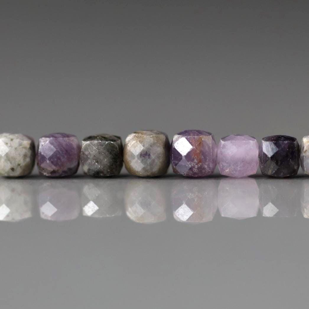 4mm Sugilite Beads – Faceted Cube Natural Gemstone - 10pcs