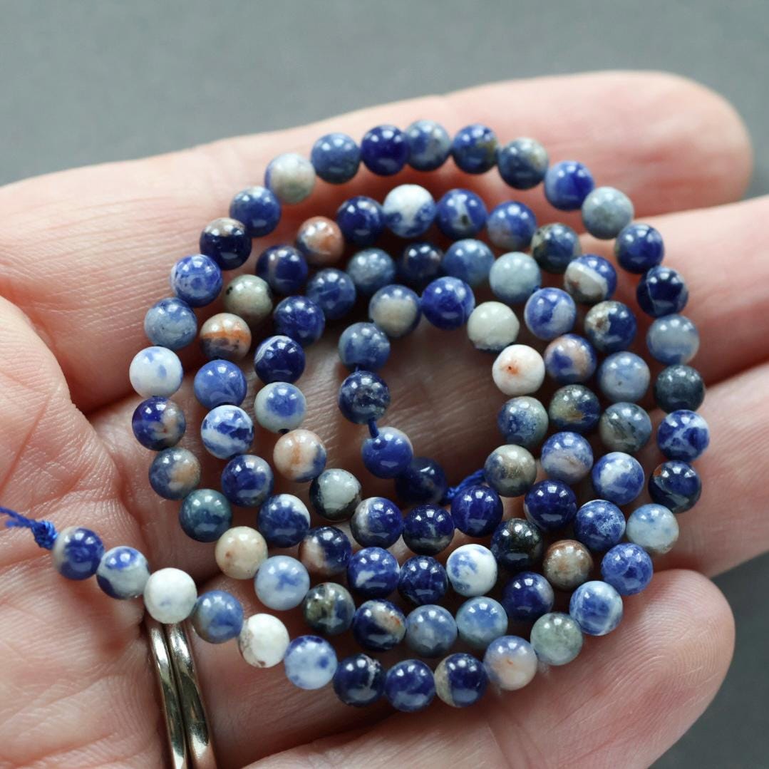 4mm Sunset Sodalite Beads ‚Äì Smooth Round Natural Gemstone 15" Strand