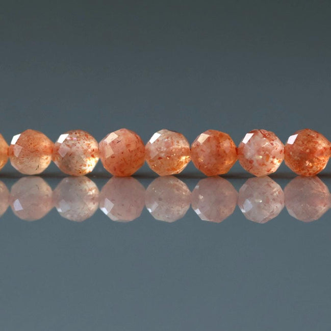 4mm Natural AAA Sunstone Faceted Beads 15" Orange Genuine Gemstone Beads for Jewelry Making Beading Craft Gift Beads Self-Love Abundance