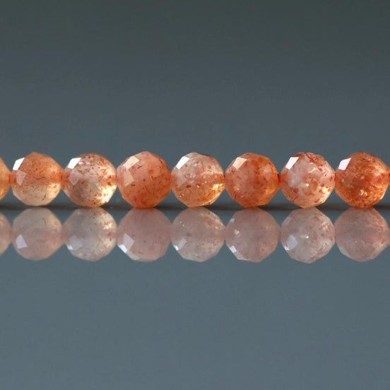 4mm Natural AAA Sunstone Faceted Beads 15" Orange Genuine Gemstone Beads for Jewelry Making Beading Craft Gift Beads Self-Love Abundance