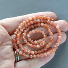 4mm Sunstone Beads - Faceted Round Natural Gemstone 15" Strand