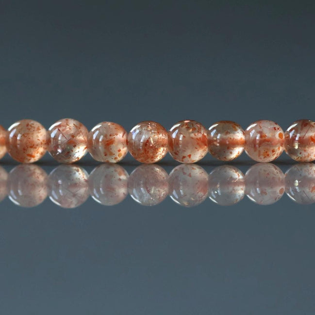 4mm Sunstone Beads - Smooth Round Natural Gemstone 15" Strand