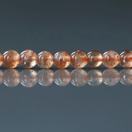4mm Sunstone Beads - Smooth Round Natural Gemstone 15" Strand
