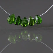 4mm Tiny Chrome Diopside Briolette Beads Faceted Drops Teardrops Emerald Green Bead 5 PCs Gemstone for DIY Jewelry Making Earrings Pendant
