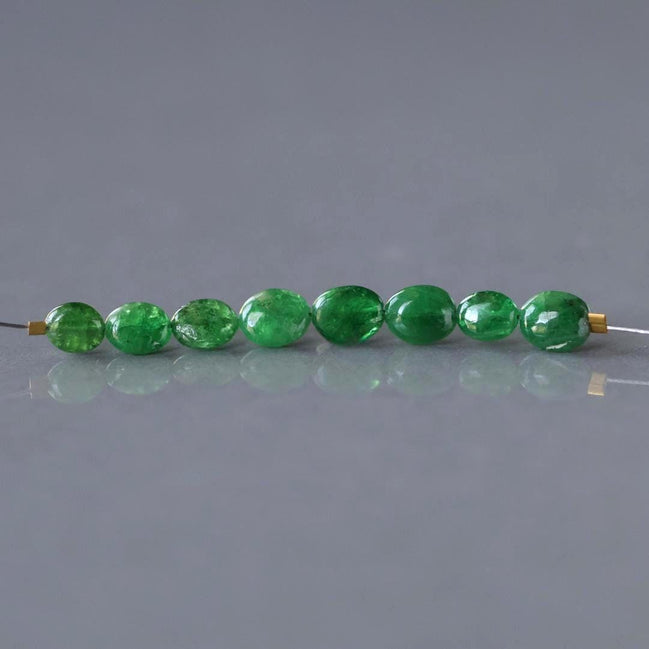 4mm Natural Tsavorite Oval Beads 8Pcs Smooth Genuine Green Garnet Nuggets Gemstone Beads for Jewelry Making Earrings Supplies