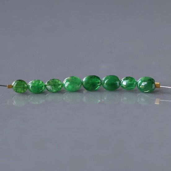 4mm Natural Tsavorite Oval Beads 8Pcs Smooth Genuine Green Garnet Nuggets Gemstone Beads for Jewelry Making Earrings Supplies