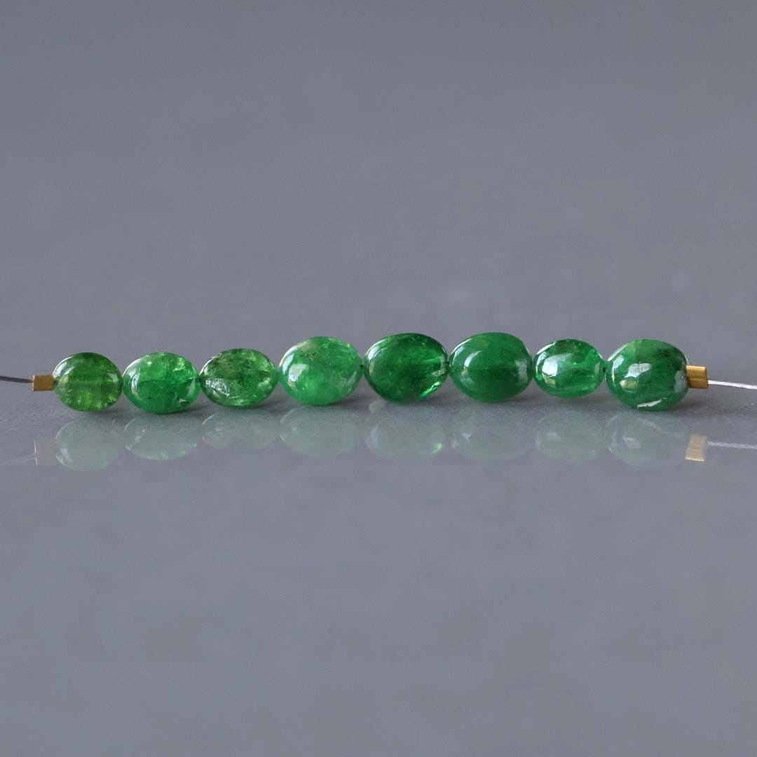 4mm Tsavorite Garnet Beads – Smooth Oval Natural Gemstone - 8 pcs
