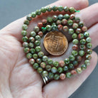 4mm Unakite Beads - Faceted Round Natural Gemstone 15" Strand