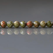 4mm Unakite Beads - Faceted Round Natural Gemstone 15