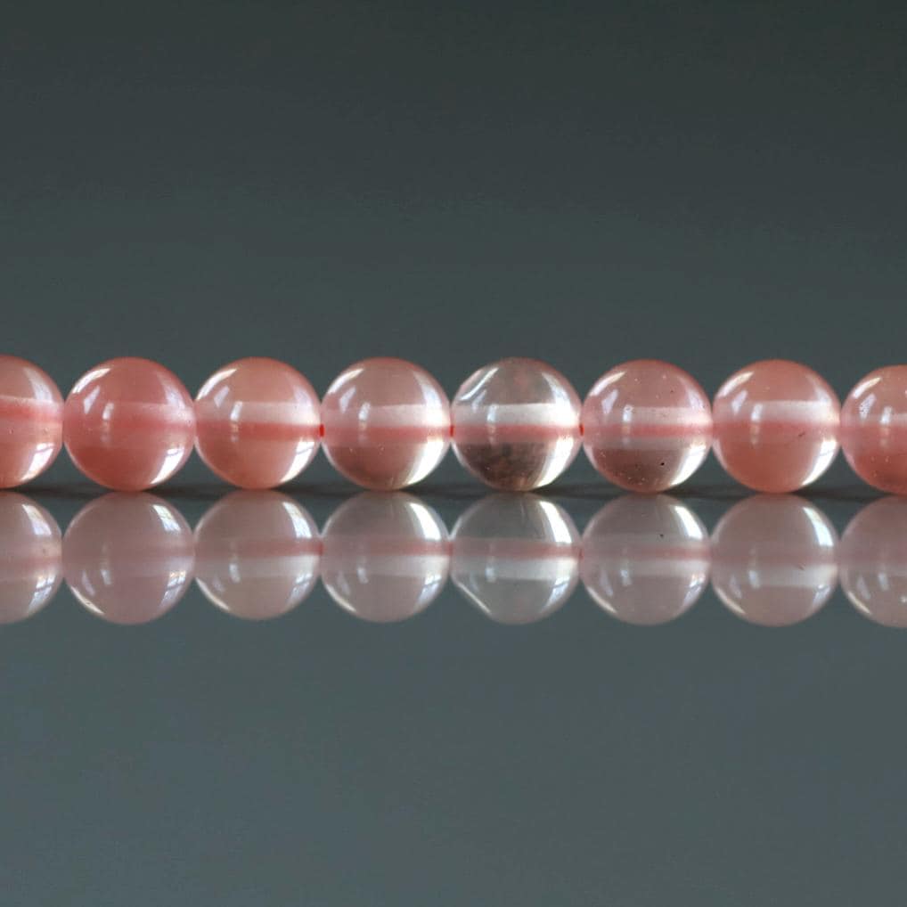 4mm Watermelon Quartz Beads - Smooth Round Natural Gemstone 15" Strand