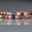 4mm Watermelon Tourmaline Beads - Faceted Round Natural Gemstone 15" Strand