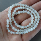 4mm White Moonstone Beads - Smooth Round Natural Gemstone 15" Strand