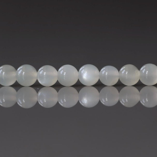 4mm White Moonstone Beads - Smooth Round Natural Gemstone 15" Strand