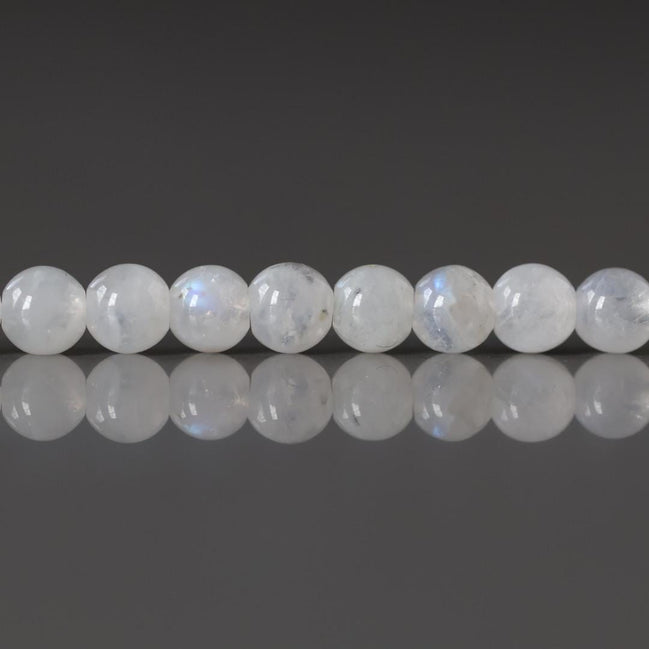 4mm Rainbow Moonstone White Beads 15" Smooth Gemstone Beads Beading Crafter Gift June Birthstone DIY Jewelry