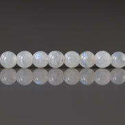 4mm White Rainbow Moonstone Beads - Smooth Round Natural Gemstone 15