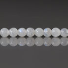 4mm White Rainbow Moonstone Beads - Smooth Round Natural Gemstone 15" Strand
