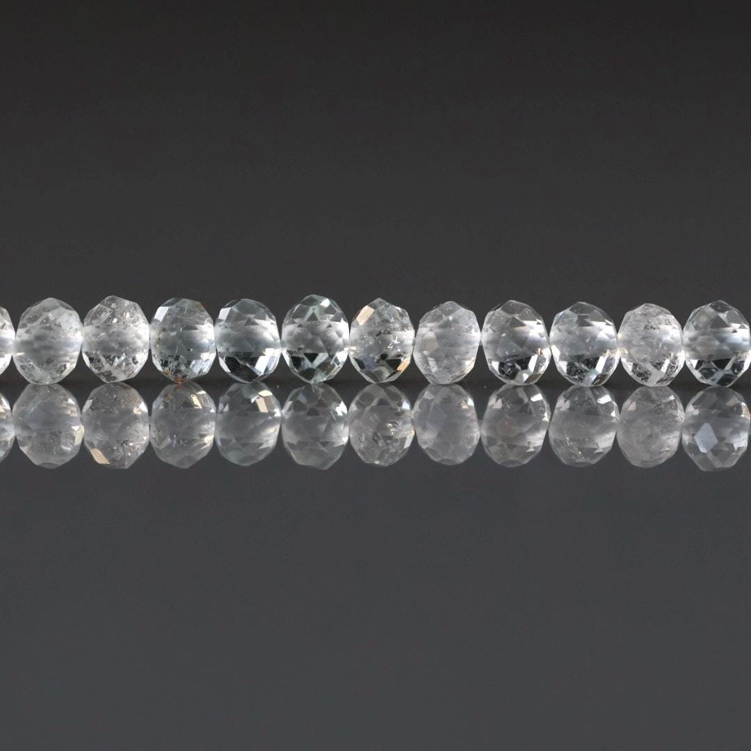 4mm AAA White Topaz Faceted Rondelle Beads 20Pcs Natural Topaz Clear Sparkly Gemstone Beads Beading Crafter Gift April Birthstone