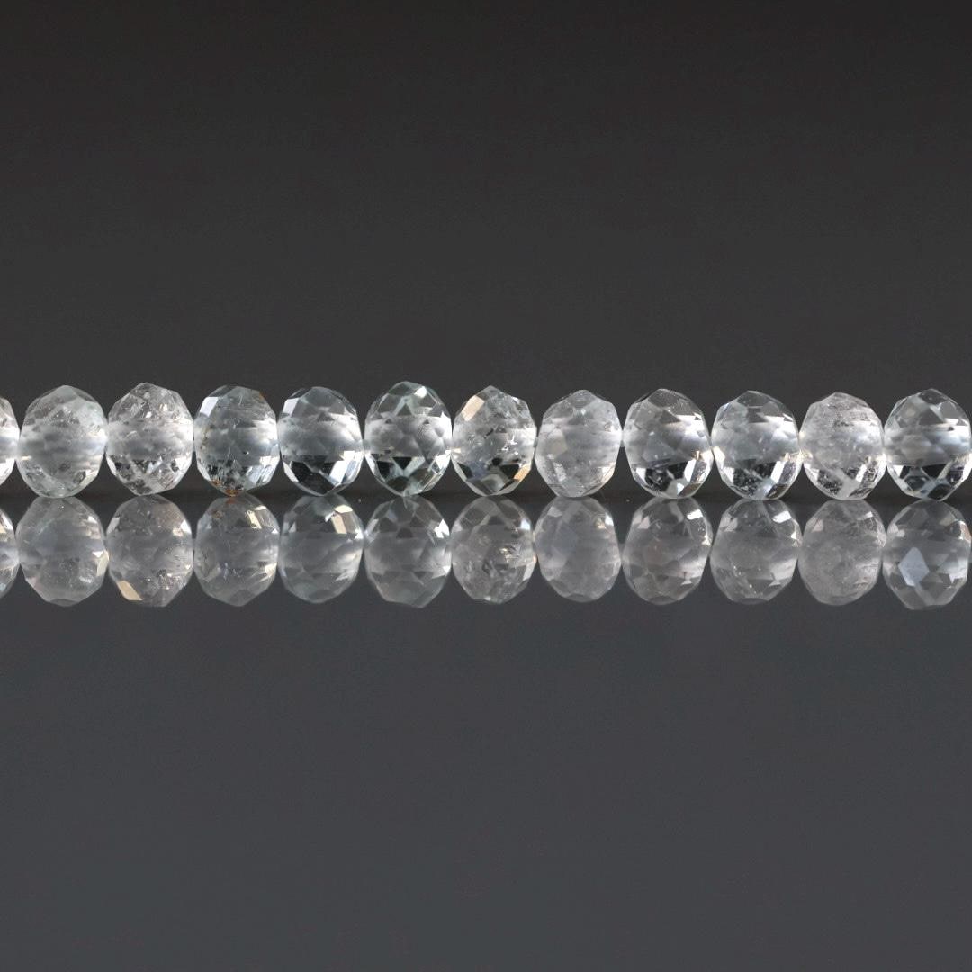 4mm White Topaz Beads - Faceted Rondelle Natural Gemstone 20 Pcs