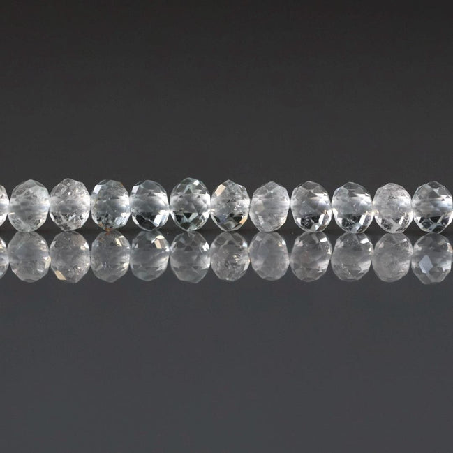 4mm White Topaz Beads - Faceted Rondelle Natural Gemstone 20 Pcs