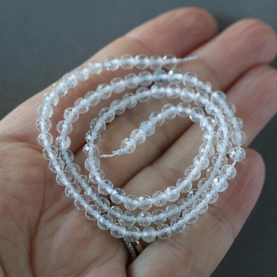 4mm AAA White Topaz Faceted Beads 15" Natural Topaz Clear Sparkly Gemstone Beads Beading Crafter Gift April Birthstone DIY Jewelry