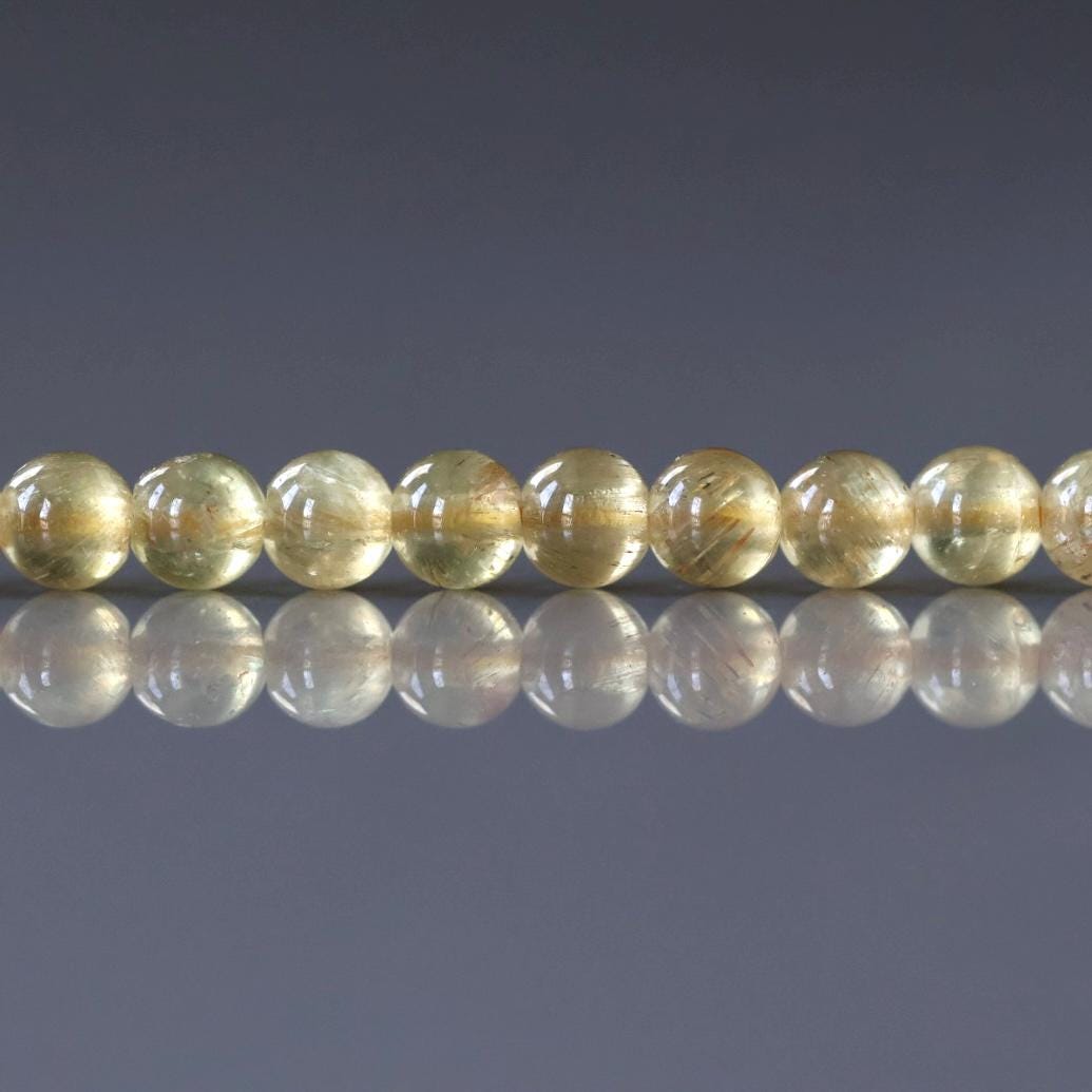 4mm Yellow Apatite Beads - Smooth Round Natural Gemstone 15" Strand