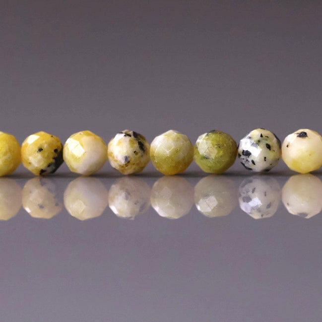 4mm Yellow Serpentine Beads Lizardite Micro Faceted 15" Yellow Genuine Gemstone Beads for Jewelry Making Beading Craft Gift