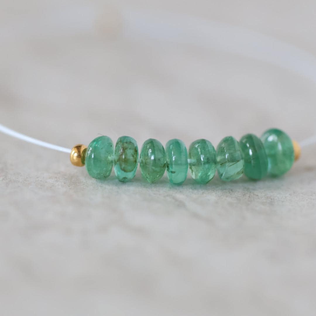 4mm Zambian Emerald Beads Smooth Rondelle 8 PCs Natural Emerald Gemstone for DIY Jewelry Making Earrings Supplies