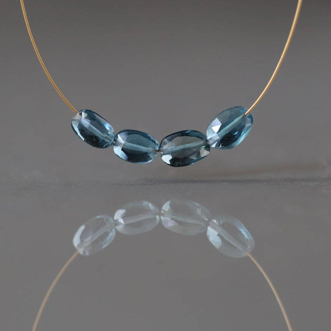 Natural London Blue Topaz Oval Beads Faceted 4x6mm 4 Pcs Natural Gemstone DIY Jewelry Making Earrings Necklace January Birthstone