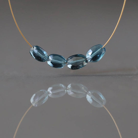 Natural London Blue Topaz Oval Beads Faceted 4x6mm 4 Pcs Natural Gemstone DIY Jewelry Making Earrings Necklace January Birthstone