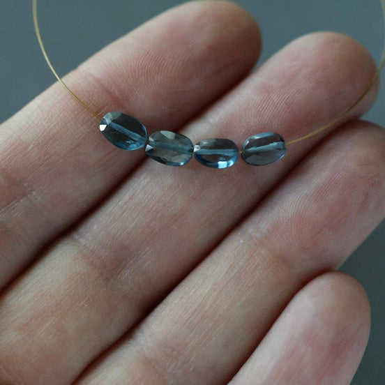 Natural London Blue Topaz Oval Beads Faceted 4x6mm 4 Pcs Natural Gemstone DIY Jewelry Making Earrings Necklace January Birthstone