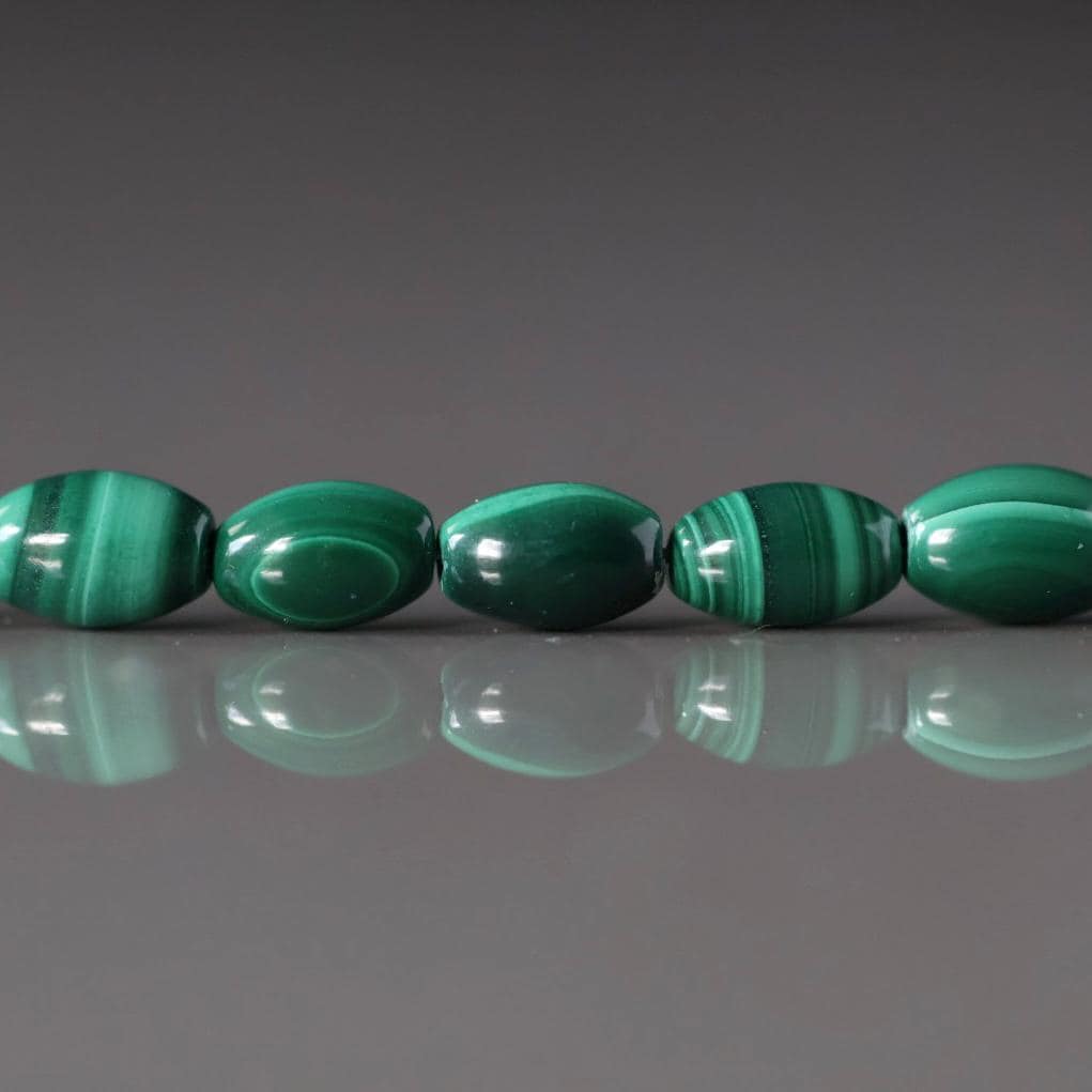 4x6mm Malachite Beads – Smooth Oval Natural Gemstone - 10 pcs