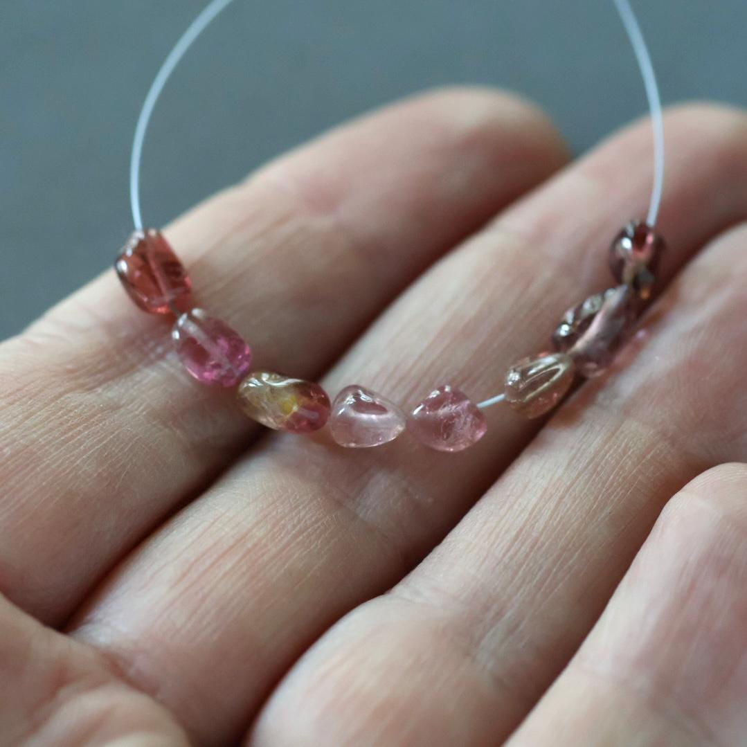 4x6mm Pink Tourmaline Beads Smooth Nuggets Oval Chunks 8 Pcs Genuine Gemstone DIY Jewelry Making Gift October Birthstone